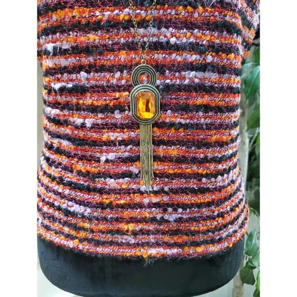 ASOS Womens Multicolor Striped Acrylic Short Sleeve Round Neck Top Blouse 10 - Picture 2 of 12